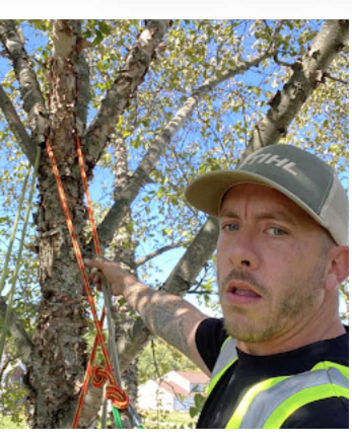Joshua Folden, owner and lead technician of Overhaul Property Maintenance, on-site during a tree service job
